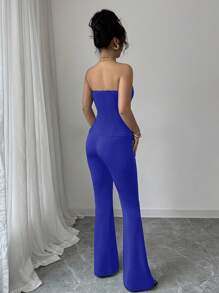 Elenzga Women Two Pieces Outfits For Daily Wear - Royal Blue - View 2