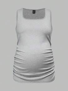 Modmama Set de 3 camisetas de tirantes de unicolor para maternidad, slimming, casuales y sencillas, perfectas para el verano - Blanco y Negro - Ver 13