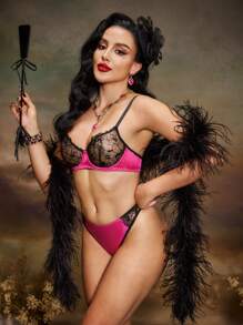 PinupGlam Conjunto de lencería retro y sexy para mujer