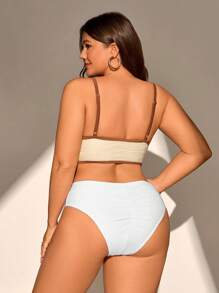 SHEIN Swim Curve Plus Size Women One-Piece White Swimwear Bottom For Summer Beach Vacation - White - View 2