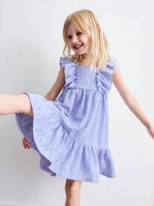 THE HAPPY LOOK Young Girls Summer Embroidered Ruffle Hem Boho Style Dresses