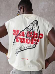 SUMWON Sleeveless Summer Tank Top Urban Street Style Muscle Tee Workout Gym Athletic Retro Graphic Design Casual Cotton Jersey Streetwear Fashion