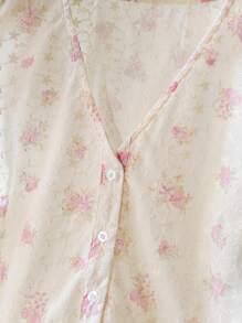 CosyJoli Blusa rosa con cuello bordado, manga corta y volantes, de uso versátil y casual, talla grande para mujer - Rosa - Ver 10