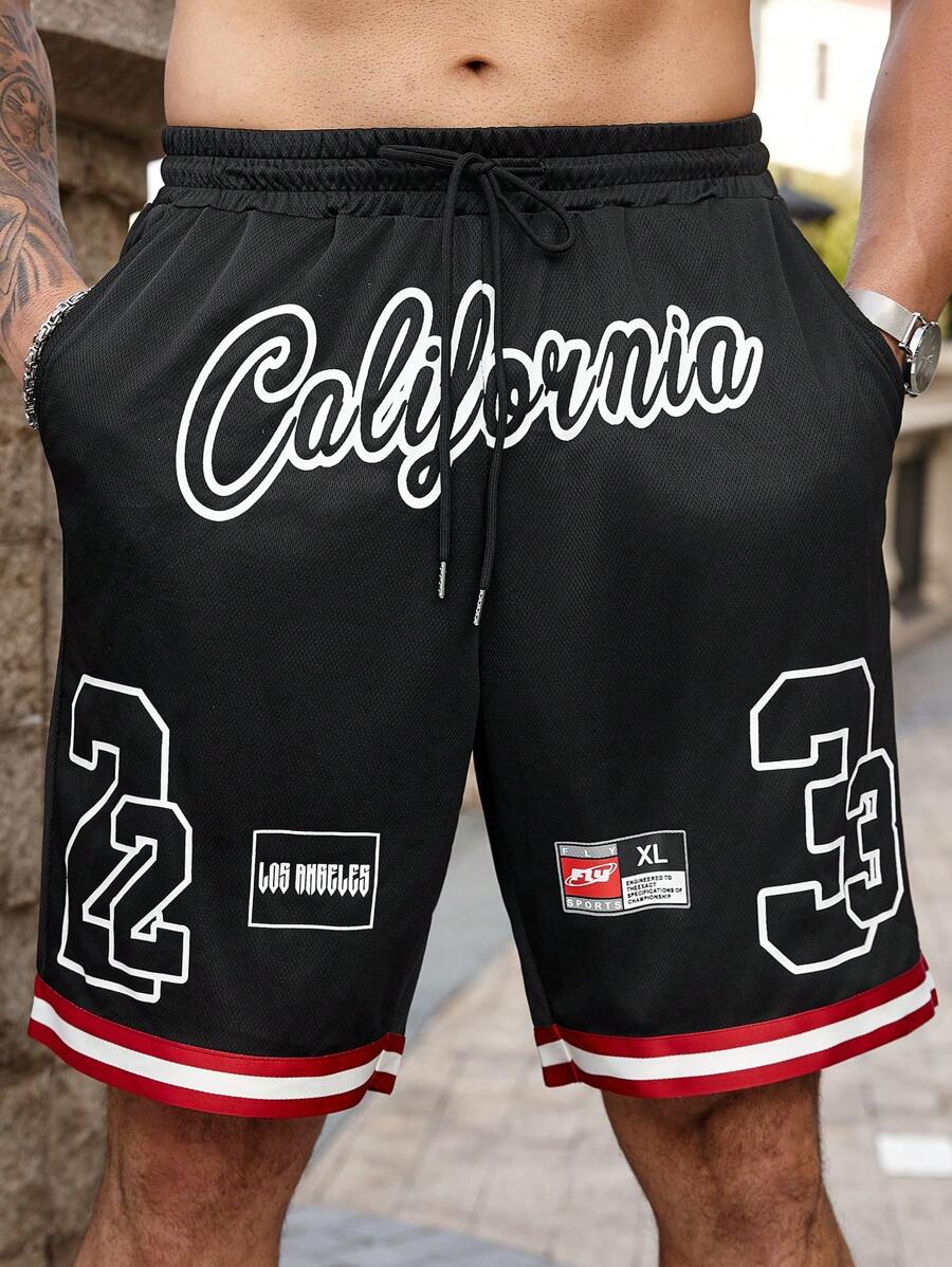 Manfinity LEGND Plus Size Men's Fashionable Casual Shorts, Suitable For Summer - Black - View 1