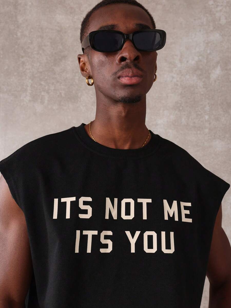 SUMWON Statement Athletic Tank Top Sleeveless Workout Boxy Cut Raw Edge Summer Active Sport Urban Streetwear Training Gym Performance Muscle Tank - Black - View 1