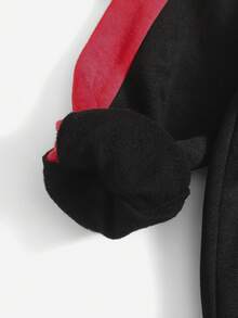 SHEIN Boys Letter Graphic Contrast Side Seam Thermal Hoodie & Joggers - Red - View 2