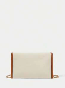 SHECARRY Women's Chain Strap Design Fashion Daily Clutch Bag - Beige - View 3