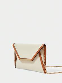 SHECARRY Women's Chain Strap Design Fashion Daily Clutch Bag - Beige - View 2