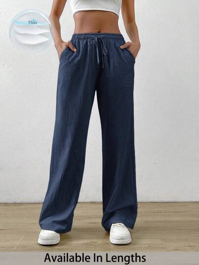 SHEIN PETITE CURVE Plus size enfärgade modebyxor, lämpliga för sommaren