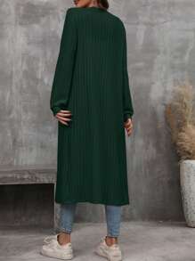 EMERY ROSE Women's Casual Solid Color Long Regular Jacket Fall Winter Cloth For Women - Dark Green - View 2