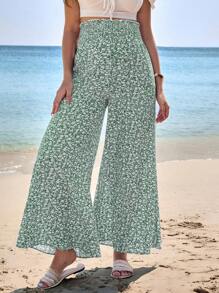 SHEIN Pregnant Women's Ditsy Floral Elastic Waist Loose Leg Pants