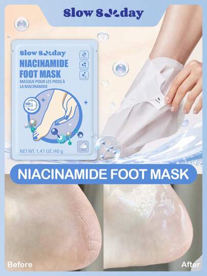 Mascarilla para pies con Niacinamida de SlowSunday, con Niacinamida y Hialuronato de Sodio, adecuada para viajes de negocios y viajes, cuidado de los pies, estilos acogedores de otoño e invierno, adecuada para otoño e invierno, Y2K, para Halloween, fiestas y regalos, Acción de Gracias y Año Nuevo, regalo de agradecimiento, para Navidad, regalos de Navidad