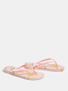 Grefit Women's Flip Flops, Beach Sandals, Colorful Flat Slippers - Pink - View 5