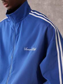 SUMWON Chaqueta deportiva con cierre completo, estilo retro, casual, deportivo, ropa de calle, primavera-otoño, clásico, cortavientos con raya lateral, para entrenamientos y ejercicio