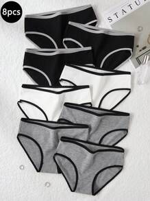 8件装少女拼色装饰简约运动三角内裤 返校季时尚