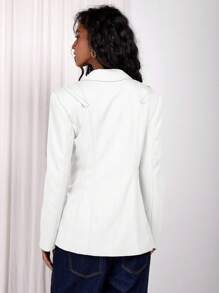 COSMINA Women's Casual Business Fastener Detail Front Open Blazer Jacket Office Outfits For Women In Fall/Winter - White - View 2