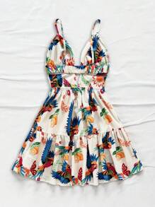 Soleia 女士彩色热带细肩带迷你连衣裙，度假风格 - 彩色 - 查看 2