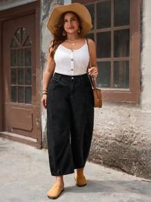 EMERY ROSE Jeans de campana lavados y desgastados en talla grande - Negro - Ver 3