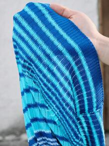 ROMWE MEN Casual Men's Round Neck Short Sleeve Ombre Palm Tree Print Knit Sweater, Vacation - Blue - View 7