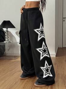 Coolane Women's Fall/Winter Star Pattern Baggy Sweater Pants Thermal Lined