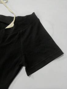 SHEIN Women's Summer Fashionable Color Blocking Slogan Print 2 In 1 T-Shirt - Multicolor - View 3