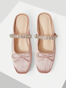 MOTF MARY JANE FLATS WITH SQUARE TOE AND RHINESTONE DETAIL FOR CHRISTMAS - Pink - View 1