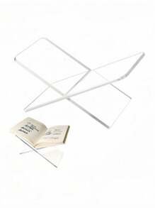 SHEIN 阅读书架X型透明书托阅读乐谱书籍展示架白色书架家用展示架适用于图书馆、菜谱、音乐专辑以及各种书籍阅读摆放 - 無色 - 查看 6