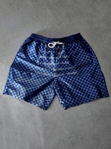 PAVTROS 男士拼色格子休闲印花短裤，适合老公、户外和数码印花