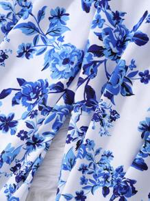 Sparklyn 青少年女孩全身印花斜襟泡泡袖连体裤，夏季度假装