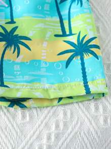 2 件装：男婴棕榈树和海洋生物印花沙滩短裤，男婴沙滩服 - 彩色 - 查看 7
