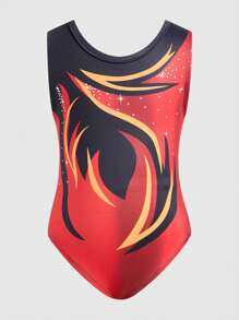 Tween Girls Dance Sporty Jumpsuit, Snug Fit Comfortable Colorblock Long Sleeve Leotard, Sleeveless Activewear Costume For Performance - Multicolor - View 3