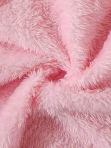 SHEIN Young Girl Slogan Graphic Zip Up Hooded Teddy Lined Holographic Jacket - Silver - View 4