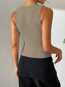 Chiquease Women's Casual Ribbed Tight-Fitting Crop Top With Side Slit