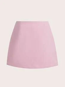 SHEIN EZwear 纯色裹身粉色半身裙，简约实用 - 粉色 - 查看 2