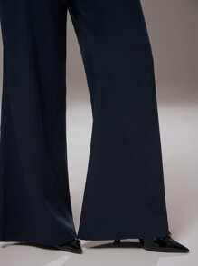 Women Graduation Navy Blue Drop Waist Pants Western Wear Office - Blue - View 4