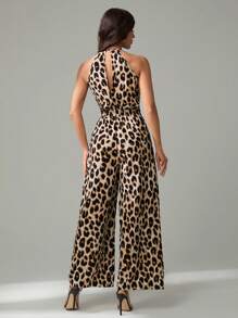 SHEIN Tall 女式豹纹时尚阔腿露背连体裤