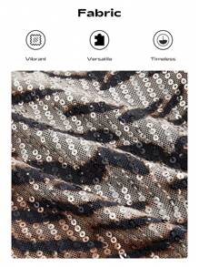 ROMWE J-Fashion 复古低腰超短豹纹亮片女式短裤 - 卡其色 - 查看 3