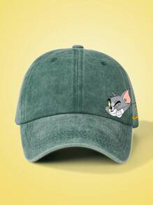 TOM & JERRY X SHEIN 1pc Cute Basics Cartoon Print Baseball Cap, Unisex Casual - Dark Green - View 2