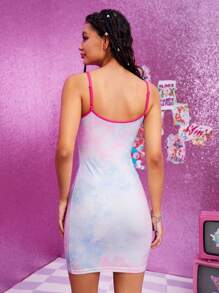 The Winx X SHEIN 女式撞色装饰卡通图案迷你连衣裙 - 淺藍色 - 查看 2