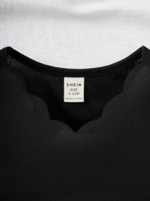 SHEIN Vestido de manga corta elegante y lindo con estampado floral negro de verano - Negro - Ver 4