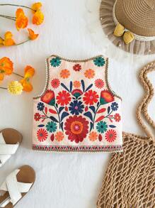 Travachic KIDS Babygirl Summer Cute & Versatile Floral Pattern Vest Top - Multicolor - View 7