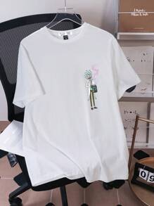 Rick and Morty X SHEIN Men's Casual Figure Graphic Round Neck Short Sleeve T-Shirt, Summer
