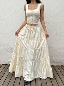 SHEIN EZwear Women Two Pieces Outfits For Daily Wear Honeymoon Outfits Woman - Apricot - View 5