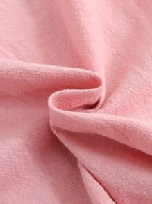 SHEIN 2er Set - Teenager Mädchen Lässig, vielseitig, Alltags-Tauglich, bequeme Bluse mit Rüschensaum & weite gewebte Hose, rosa, geeignet für Zuhause, Sport, Urlaub, Ausflüge, Partys, Dates, Einkaufen, Schule, Schulbeginn