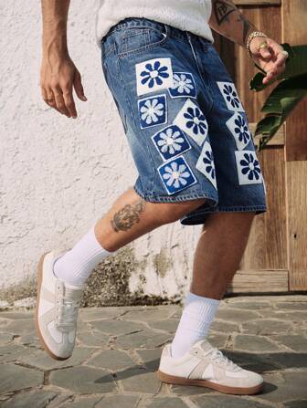 Street Life 6-Inch Length Men's Jorts Jeans, Minimalist Style Suitable For Summer Vacation