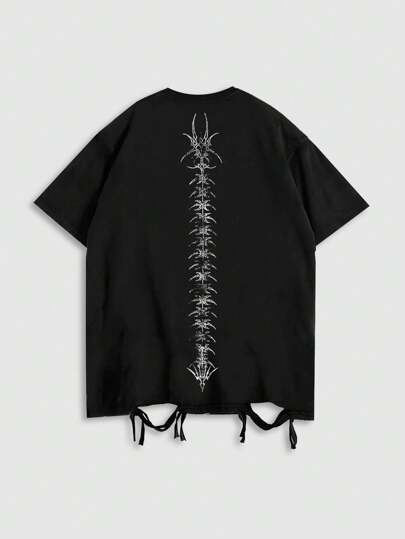 Goth 8886 T-shirt à col rond à manches courtes pour hommes, mode et adapté pour l'été, style années 2000