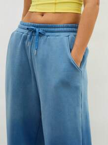 COUREZ Oversized Wide Leg Joggers In Blue Ombre Wash /Summer Outfits For Women Y2K Vintage - Grey - View 8