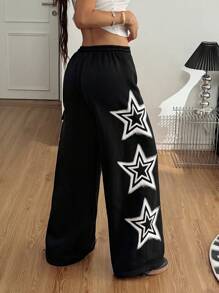 Coolane Women's Fall/Winter Star Pattern Baggy Sweater Pants Thermal Lined