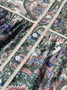 LanaWest Women's Casual Holiday All-Over Print Cap Sleeve Button Front Dress - Multicolor - View 6