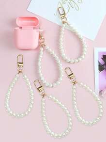 1/2/5/10 Piezas Llavero con abalorios de perlas falsas DIY, Cordón para llavero, Correa de muñeca para estuche de teléfono, Accesorio elegante de cordón para bolso